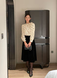 Poche Dot Velvet Tie Brushed Blouse