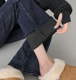 Washing Banding Heated Fabric Brushed Span Bootcut Denim Pants