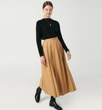 Fox Leather Long Pleated Skirt