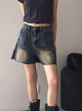 Frit Washing Short Denim Shorts