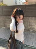 UN One-Off Shirring Unbalanced Knit T-shirt
