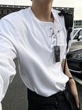 Cotton Henley Neck Button Long Sleeve Tee