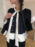Sau Dot Ribbon Layered Cardigan