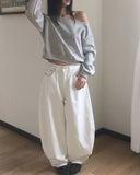 Hiro Ribbon Pocket Wide Cotton Pants