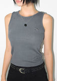 STUD RIBBED SLEEVELESS