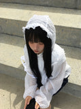 Let's Frill Hood Dot Windbreaker Jacket