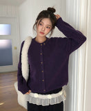 Feature Button Round Wool Knit Cardigan