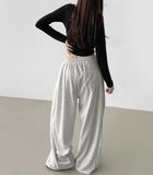 Unique Side Line Folding Pintuck Mega Wide Banding Pants