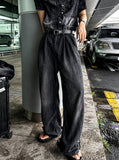 Cool Wash Pintuck Linen Denim Pants