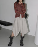 [MADE] Dilly Pile Color Matching Unbal A-line Layered Midi Skirt