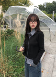 Risha Check Collar Knit Shirt Rib Cardigan
