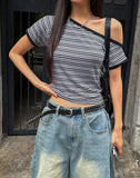 Tio Stripe Strap Overshoulder Tee