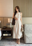 Gelad Linen Side Wrap Sleeveless Long One Piece