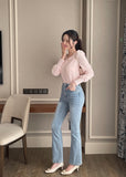 Chevind Washing Bootcut Denim Pants