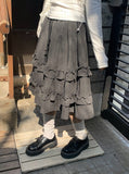 Warmin Frill Banding Check Midi Skirt