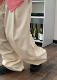 [unisex] Keiri pintuck banding parachute wide linen pants