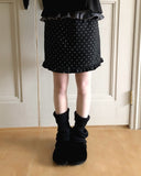 Tvin Dot Wool Frill Midi Skirt