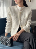 Shurea No Collar Pearl Tweed Jacket