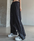 Color matching cross string nylon pants