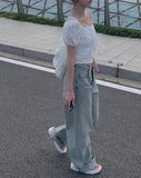 Chewy Washed Denim Wide Pants