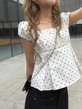 Ayu Dot Button Pintuck Blouse
