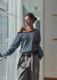 Kelly Unbalance Off Stripe Long Sleeve