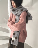 Loltz Dot Color Matching Wool Angora Fur Muffler