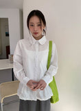 Toyan Frill Shirring Collar Shirt Blouse