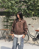 Timber Vintage Washing Leather Two-Way Blouson Jacket