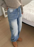 Jones Light Washing Denim Long Wide Pants