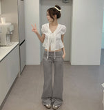 Flowy Fold Low-Rise Bootcut Banding Pants