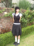 Ideul Layered Ribbed Ribbon Bustier Short Sleeve T-Shirt