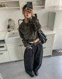 Camouflage Crop Rider Jacket
