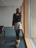[U-BASIC] Yuki V-neck Slim Ribbed Long Sleeve Knit