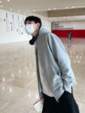 Brushed two-way hooded zip-up