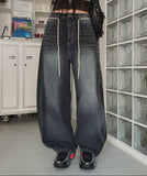 Tinted Washed String Balloon Denim Pants