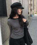 [1+1][MADE] Border Layered Tencel Long Sleeve T-shirt