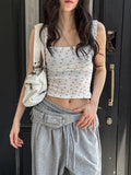 Cherry ribbed square crop top