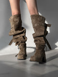 1171 Multiway Buckle Thigh High Boots (8cm)