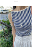 Stripe Boatneck Ribbed Sleeveless