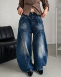 Tiv Curved Cut Balloon Denim Pants