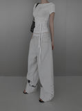 Mobel Snap Roll-up Cotton Pants