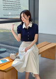 Luna Color Matching Collar Knit Cardigan