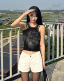Metallic Ribbed Sleeveless