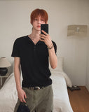 Montes Crop Henley Neck Short Sleeve T-shirt