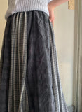 Rehues Vintage Seersucker Check Banding Long Skirt