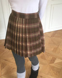 [Brushed] Blitz check pleated mini skirt