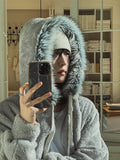 Fame Fleece Raccoon Fur Hooded Zip-Up