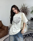 Moodren Heart Graphic Short Sleeve T-Shirt