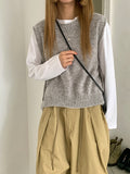 Keffind side button wool knit vest